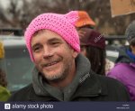 a-man-wearing-a-*****-hat-at-a-protest-HJ0R6C.jpg