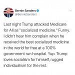 Bernie on tRump using social medicine for himself.jpg